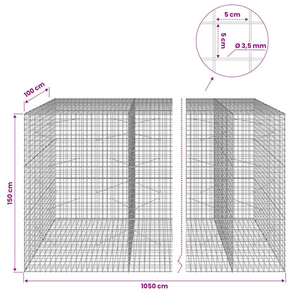 Gabion with 3.5 mm Wire and 5x5 cm Mesh 1050x100x150 cm 1050 cm