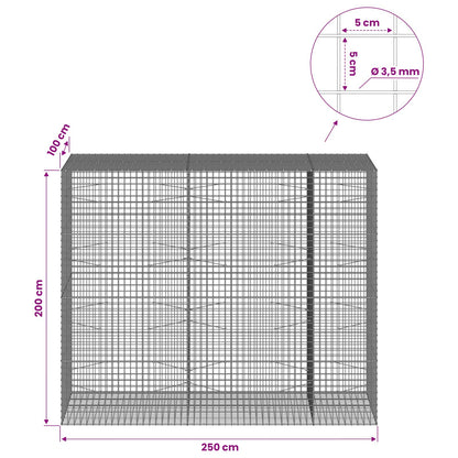 vidaXL Gabion with 3.5 mm Wire and 5x5 cm Mesh 250x100x200 cm 6