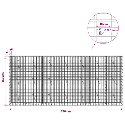 vidaXL Gabion with 3.5 mm Wire and 5x10 cm Mesh 350x10x150 cm 6