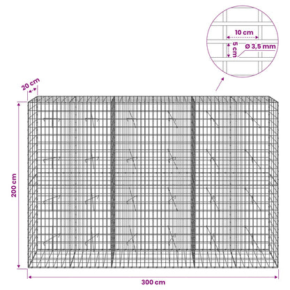vidaXL Gabion with 3.5 mm Wire and 5x10 cm Mesh 300x20x200 cm 6