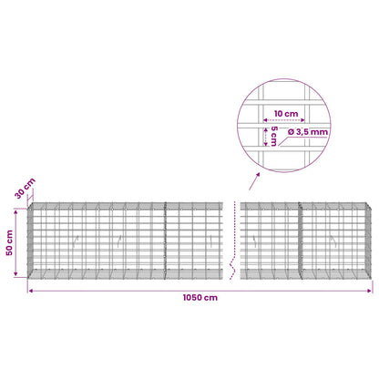 Gabion with 3.5 mm Wire and 5x10 cm Mesh 1050x30x50 cm 1050 cm