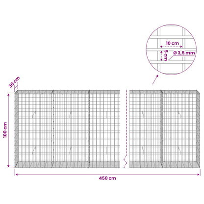 vidaXL Gabion with 3.5 mm Wire and 5x10 cm Mesh 450x30x100 cm 6