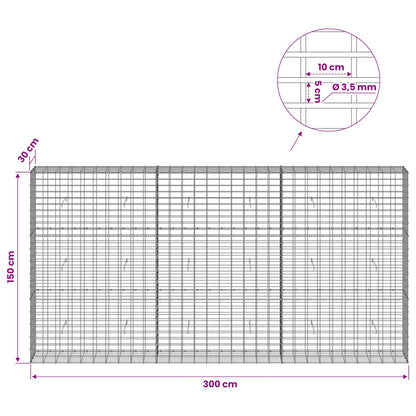 vidaXL Gabion with 3.5 mm Wire and 5x10 cm Mesh 300x30x150 cm 6