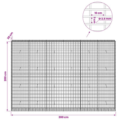 vidaXL Gabion with 3.5 mm Wire and 5x10 cm Mesh 300x30x200 cm 6