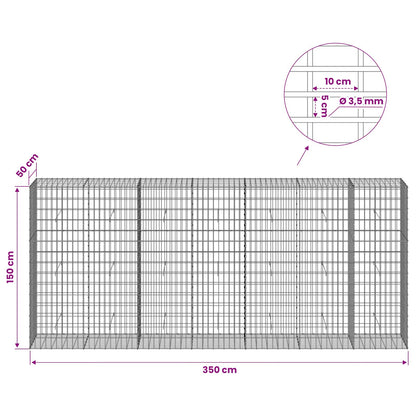 vidaXL Gabion with 3.5 mm Wire and 5x10 cm Mesh 350x50x150 cm 6