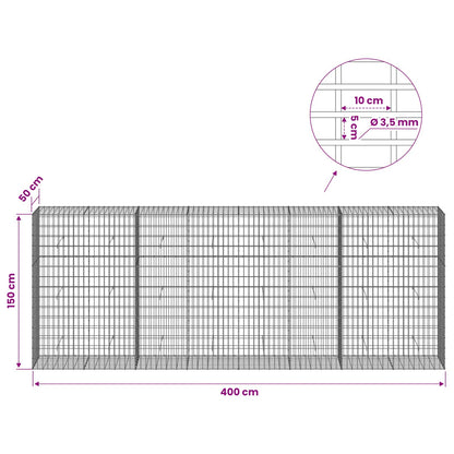 vidaXL Gabion with 3.5 mm Wire and 5x10 cm Mesh 400x50x150 cm 6