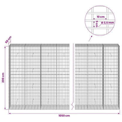 Gabion with 3.5 mm Wire and 5x10 cm Mesh 1050x50x200 cm 1050 cm