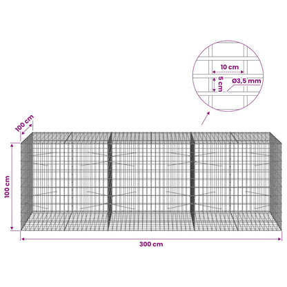 vidaXL Gabion with 3.5 mm Wire and 5x10 cm Mesh 300x100x100 cm 6