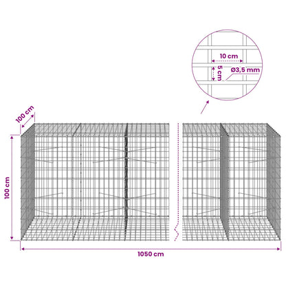 Gabion with 3.5 mm Wire and 5x10 cm Mesh 1050x100x100 cm 1050 cm