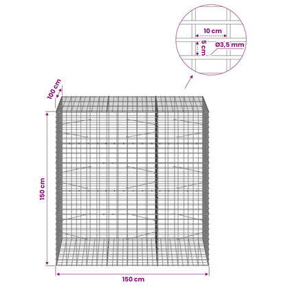 vidaXL Gabion with 3.5 mm Wire and 5x10 cm Mesh 150x100x150 cm 6