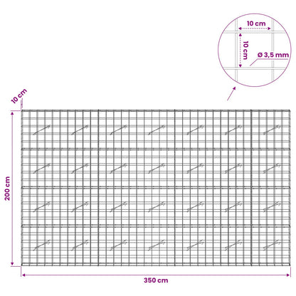 vidaXL Gabion with 3.5 mm Wire and 10x10 cm Mesh 350x10x200 cm 6