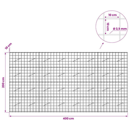 vidaXL Gabion with 3.5 mm Wire and 10x10 cm Mesh 400x10x200 cm 6