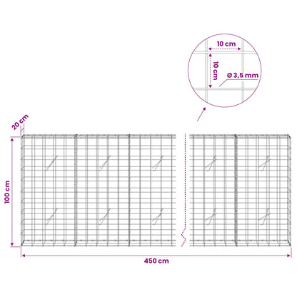 Gabion with 3.5 mm Wire and 10x10 cm Mesh 50x20x100 cm 450 cm