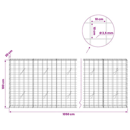Gabion with 3.5 mm Wire and 10x10 cm Mesh 1050x20x100 cm 1050 cm