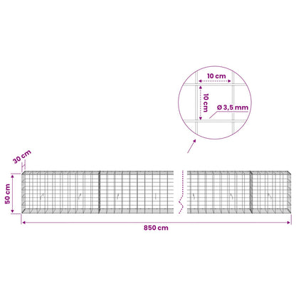 vidaXL Gabion with 3.5 mm Wire and 10x10 cm Mesh 850x30x50 cm 6