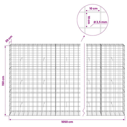 Gabion with 3.5 mm Wire and 10x10 cm Mesh 1050x30x150 cm 1050 cm