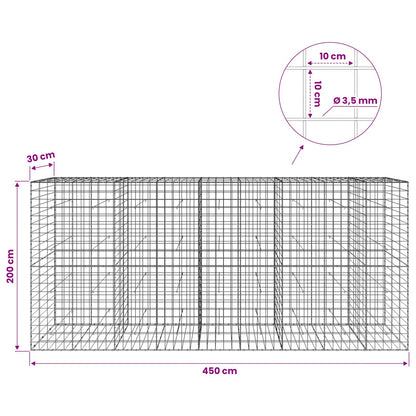 vidaXL Gabion with 3.5 mm Wire and 10x10 cm Mesh 450x30x200 cm 6
