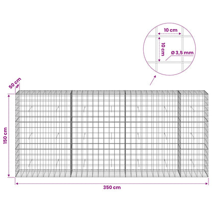 vidaXL Gabion with 3.5 mm Wire and 10x10 cm Mesh 350x50x150 cm 6