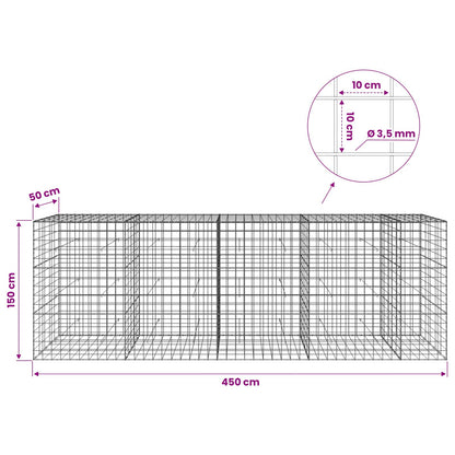vidaXL Gabion with 3.5 mm Wire and 10x10 cm Mesh 450x50x150 cm 6