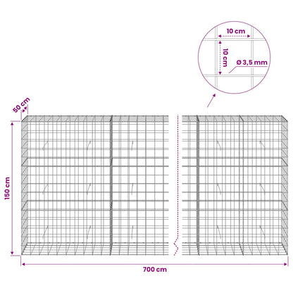 vidaXL Gabion with 3.5 mm Wire and 10x10 cm Mesh 700x50x150 cm 6