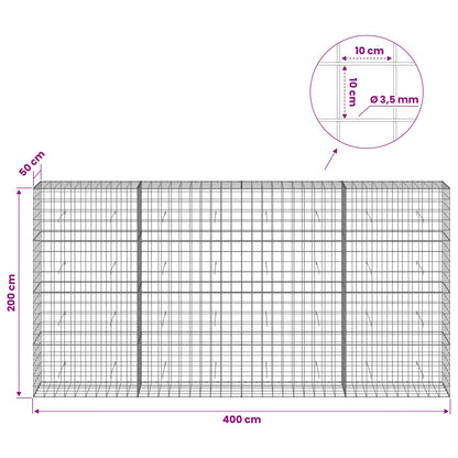 vidaXL Gabion with 3.5 mm Wire and 10x10 cm Mesh 400x50x200 cm 6