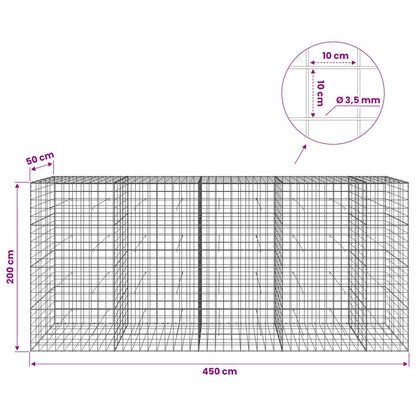 vidaXL Gabion with 3.5 mm Wire and 10x10 cm Mesh 450x50x200 cm 6