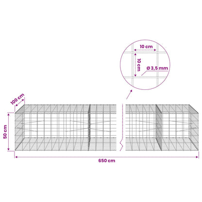 vidaXL Gabion with 3.5 mm Wire and 10x10 cm Mesh 650x100x50 cm 6