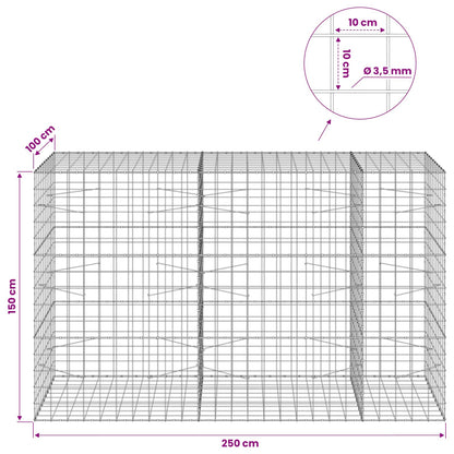 vidaXL Gabion with 3.5 mm Wire and 10x10 cm Mesh 250x100x150 cm 6