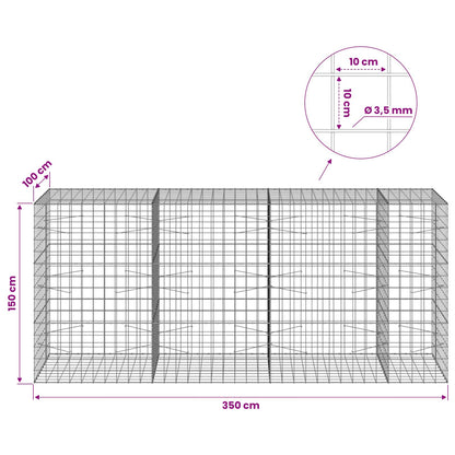 vidaXL Gabion with 3.5 mm Wire and 10x10 cm Mesh 350x100x150 cm 6