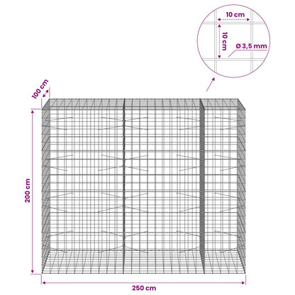 vidaXL Gabion with 3.5 mm Wire and 10x10 cm Mesh 250x100x200 cm 6