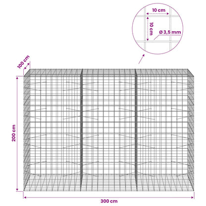 vidaXL Gabion with 3.5 mm Wire and 10x10 cm Mesh 300x100x200 cm 6