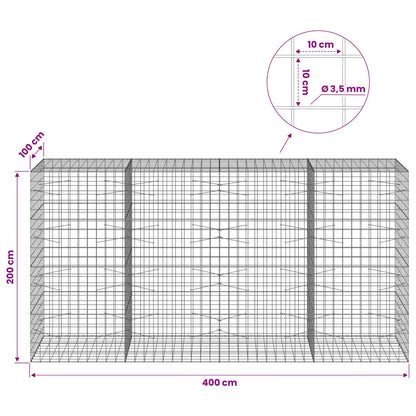 vidaXL Gabion with 3.5 mm Wire and 10x10 cm Mesh 400x100x200 cm 6