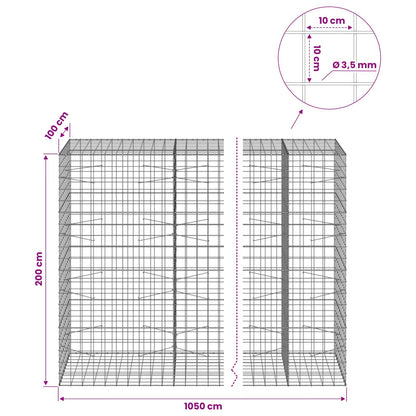 Gabion with 3.5 mm Wire and 10x10 cm Mesh 1050x100x200 cm 1050 cm