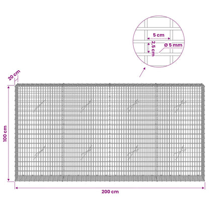 vidaXL Gabion with 5 mm Wire and 5x2.5 cm Mesh 200x20x100 cm 6