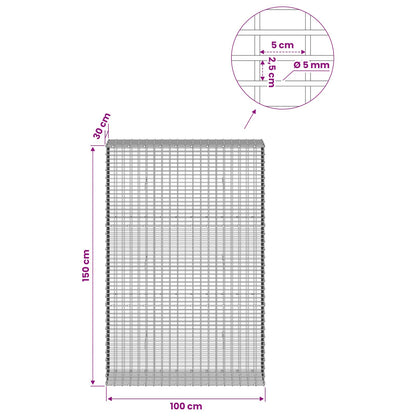 vidaXL Gabion with 5 mm Wire and 5x2.5 cm Mesh 100x30x150 cm 6