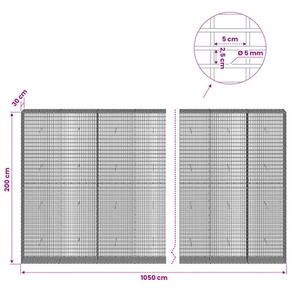 Gabion with 5 mm Wire and 5x2.5 cm Mesh 1050x30x200 cm 1050 cm