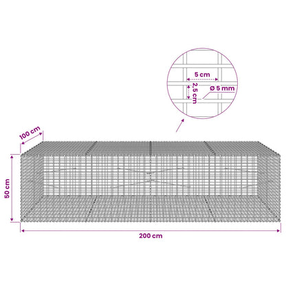 vidaXL Gabion with 5 mm Wire and 5x2.5 cm Mesh 200x100x50 cm 6