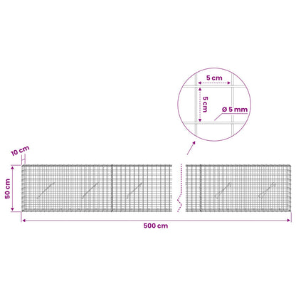 vidaXL Gabion with 5 mm Wire and 5x5 cm Mesh 500x10x50 cm 6