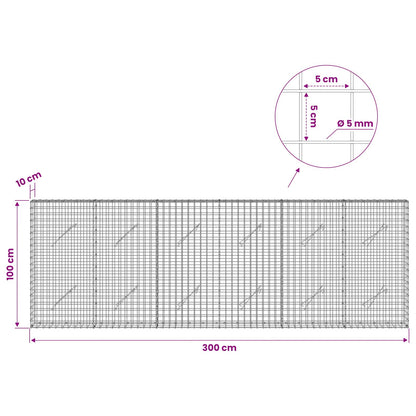 vidaXL Gabion with 5 mm Wire and 5x5 cm Mesh 300x10x100 cm 6