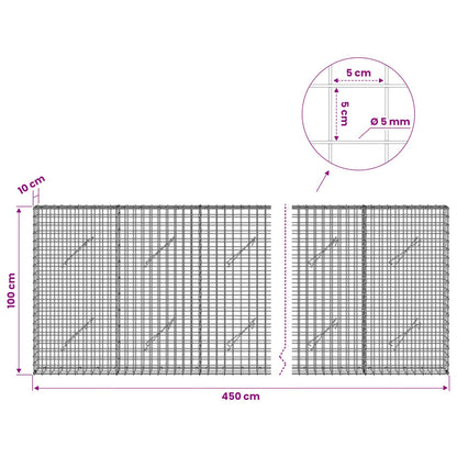 vidaXL Gabion with 5 mm Wire and 5x5 cm Mesh 450x10x100 cm 6