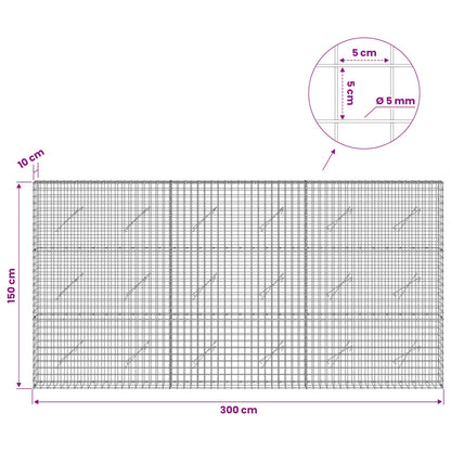 vidaXL Gabion with 5 mm Wire and 5x5 cm Mesh 300x10x150 cm 6