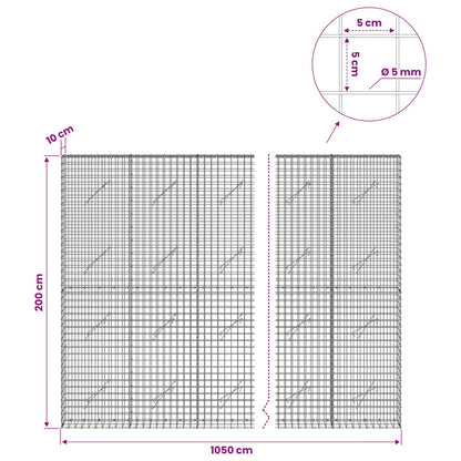 Gabion with 5 mm Wire and 5x5 cm Mesh 1050x10x200 cm 1050 cm