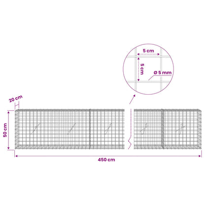 vidaXL Gabion with 5 mm Wire and 5x5 cm Mesh 450x20x50 cm 6