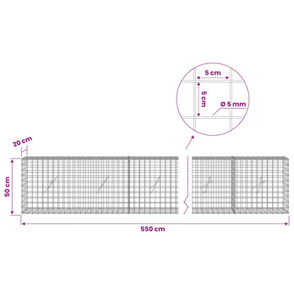 vidaXL Gabion with 5 mm Wire and 5x5 cm Mesh 550x20x50 cm 6