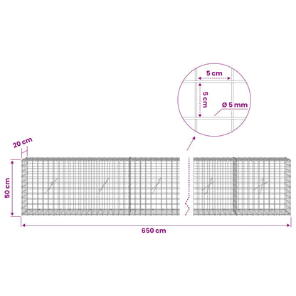 vidaXL Gabion with 5 mm Wire and 5x5 cm Mesh 650x20x50 cm 6