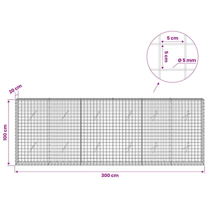 vidaXL Gabion with 5 mm Wire and 5x5 cm Mesh 300x20x100 cm 6