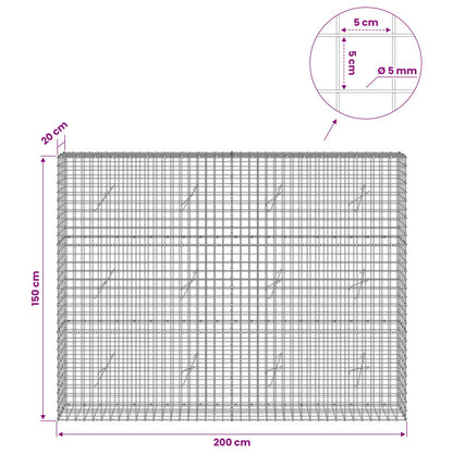 vidaXL Gabion with 5 mm Wire and 5x5 cm Mesh 200x20x150 cm 6