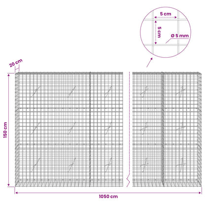 Gabion with 5 mm Wire and 5x5 cm Mesh 1050x20x150 cm 1050 cm