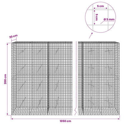 Gabion with 5 mm Wire and 5x5 cm Mesh 1050x20x200 cm 1050 cm