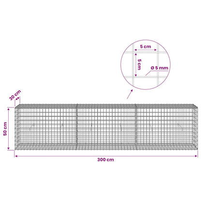 vidaXL Gabion with 5 mm Wire and 5x5 cm Mesh 300x30x50 cm 6